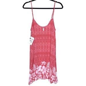 SALT LIFE NEW Floral Cami Tank Dress Coral Pink Strappy Sleeve Summer Women's XS